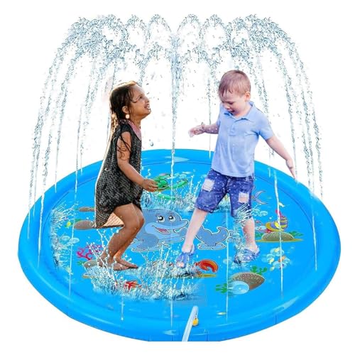 dzqad Wassermatte Für Kinder Draußen | Outdoor Cartoon Spielmatte Für Kinder | rutschfeste Sprinkler Matte Für Interaktiven Spielspaß Im Freien von dzqad