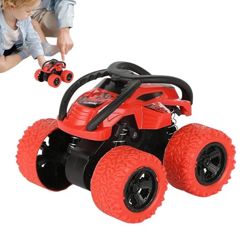 dzqad Zurückziehendes Stuntauto-Spielzeug | Coole, reibungsbetriebene doppelseitige Push-and-Go-Autos,Push and Go Mini-Stunt-Roll-Trägheits-Geländewagen mit Allradantrieb für und Mädchen von dzqad