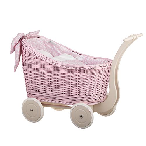 e-wicker24 Alles aus Weide Puppenwagen aus Weide mit Bettwäsche perfekte Geschenkidee Korbpuppenwagen schöner Spielzeug aus Korbgeflecht Korbwagen für Puppen Spielzeug für Mädchen (Pink) e-wicker24 Alles aus Weide Puppenwagen aus Weide mit Bettwäsche perfekte Geschenkidee Korbpuppenwagen schöner Spielzeug aus Korbgeflecht Korbwagen für Puppen Spielzeug für Mädchen (Pink) von e-wicker24 Alles aus Weide