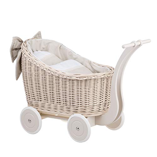 e-wicker24 Alles aus Weide Puppenwagen aus Weide mit Bettwäsche perfekte Geschenkidee Korbpuppenwagen schöner Spielzeug aus Korbgeflecht Korbwagen für Puppen Spielzeug für Mädchen (Beige) e-wicker24 Alles aus Weide Puppenwagen aus Weide mit Bettwäsche perfekte Geschenkidee Korbpuppenwagen schöner Spielzeug aus Korbgeflecht Korbwagen für Puppen Spielzeug für Mädchen (Beige) von e-wicker24 Alles aus Weide