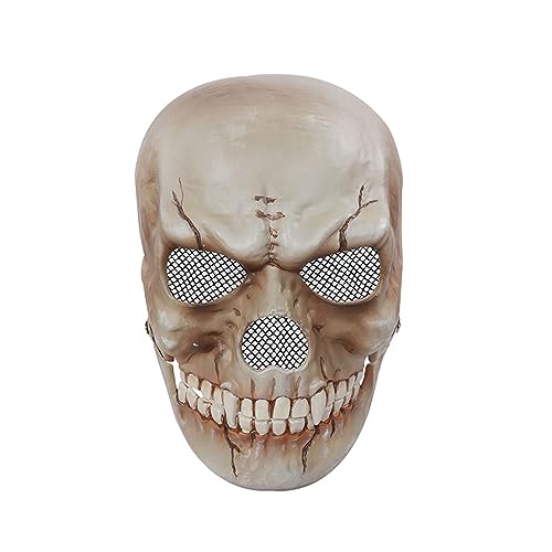eBoutik - Gruselige Horror-Halloween-Totenkopf-Maske mit beweglichem Mund – Erwachsenenkostüm für Cosplay (weiß) von eBoutik