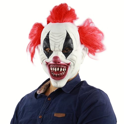 eBoutik Gruseliges Halloween-Kostüm für Erwachsene, Latex, realistisch, gruselig, Silikon, volle Abdeckung, Kopfmaske, Cosplay oder Verkleidung (gruseliger Clown) von eBoutik