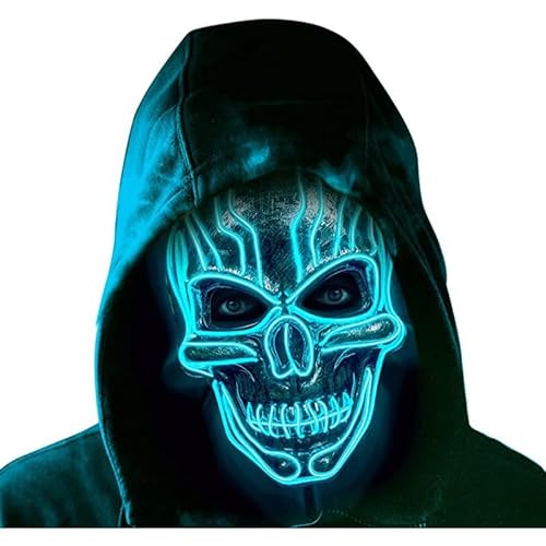 eBoutik - Gruseliges Halloween-Kostüm mit gruseligem Skelett-Maske, Kostüm, Cosplay, Dämonen-Kostüme für Kinder und Erwachsene (blau) von eBoutik