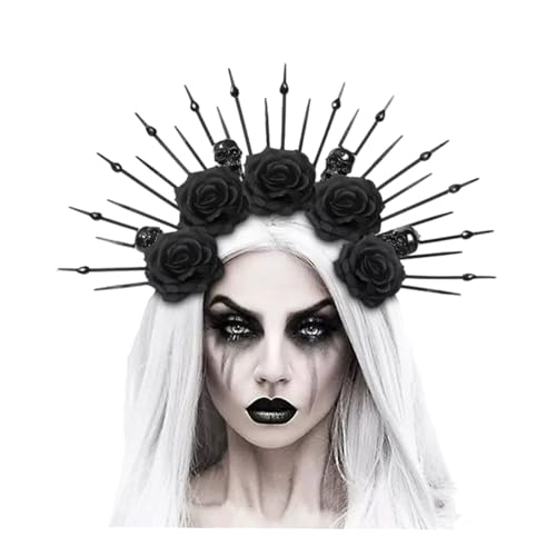 eBoutik Haarreif mit floralem Gothic-Stil, schwarze Krone, böse Königin, für Erwachsene, Medusa, Schneekönigin, Göttin, Heiligenschein, Haarreif mit Rosen für Halloween, Cosplay, Maskerade, eBoutik Haarreif mit floralem Gothic-Stil, schwarze Krone, böse Königin, für Erwachsene, Medusa, Schneekönigin, Göttin, Heiligenschein, Haarreif mit Rosen für Halloween, Cosplay, Maskerade, von eBoutik