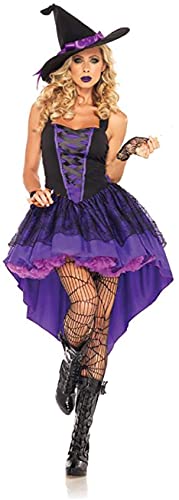 eBoutik - Lila Halloween Hexe Kostüm – Wasserfall Rücken & Korsett Krawatte Kleid – Ideal für Süßes oder Leckereien & Partys (klein) von eBoutik