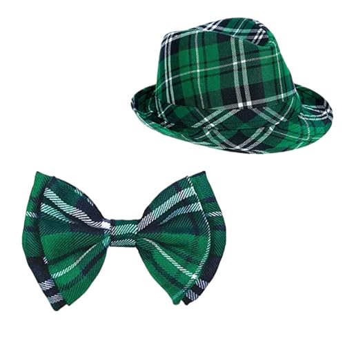 eBoutik - Neuheit St. Patrick's Day Grüner Trilby Hut und Fliege Set - Lustiger Witz grün kariert irisches Party Kostüm Zubehör Outift Uni eBoutik - Neuheit St. Patrick's Day Grüner Trilby Hut und Fliege Set - Lustiger Witz grün kariert irisches Party Kostüm Zubehör Outift Uni von eBoutik