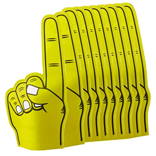 eBuyGB Pointy Finger EVA-Animation bedruckte Handfläche für Fußball-Festivals, Konzert-Sportveranstaltungen – ideal zum Bedrucken, Unisex Erwachsene, Cartoon, gelb, 10er-Pack von eBuyGB