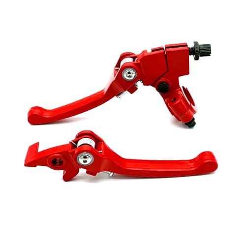 eKmRFN Klappbarer Kupplungsbremshebel aus Aluminium for 22 mm 7/8 Zoll Lenker 50 cc 110 cc 125 cc 200 cc TTR SSR Xmotos Apollo 125 Pit Dirt Bike(Red) von eKmRFN