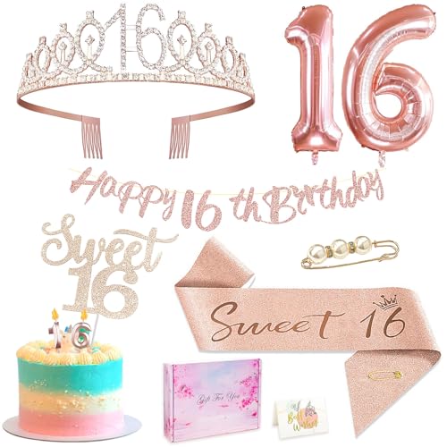 Deko 16. Geburtstag Mädchen Tortendeko Geschenk für Mädchen Rosegold Deko Set Dekorationen Geburtstagsgeschenke Set Geburtstagsdeko 16 Jahr Mädchen Happy Birthday Deko Supplies Deko 16. Geburtstag Mädchen Tortendeko Geschenk für Mädchen Rosegold Deko Set Dekorationen Geburtstagsgeschenke Set Geburtstagsdeko 16 Jahr Mädchen Happy Birthday Deko Supplies von ePicsoa
