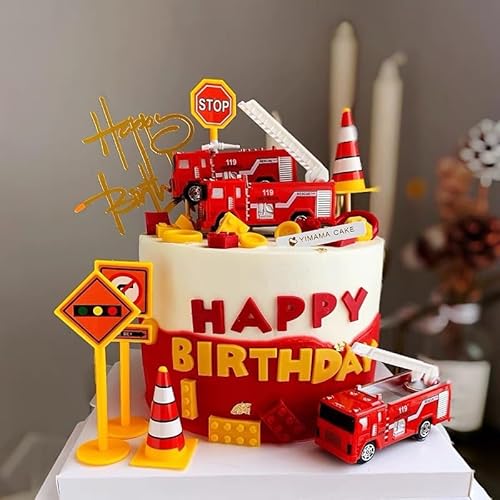 Kuchen Deko Baustelle, Baustellenfahrzeuge Kinder 2 Jahre, 15 Stück Bagger Tortendeko, Mini Bagger Kuchendeko Spielzeug mit Verkehrsschildern, Baufahrzeuge für Geburtstag Junge Mädchen von ePicsoa