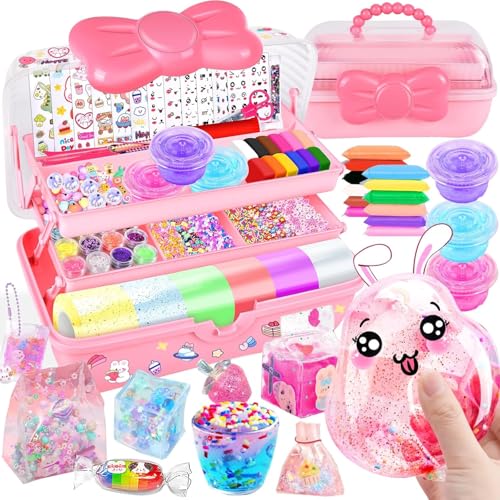 ePicsoa 122 Stück Nano Tape Bubbles Set, Nano Tape Bubbles, Bastelset Kinder, Enthält 6 Nano Tapes(1m x 5cm), Perlen, Kawaii-Aufkleber und Zubehör, DIY Blowing Bubble Tape Party Favors Geschenke von ePicsoa