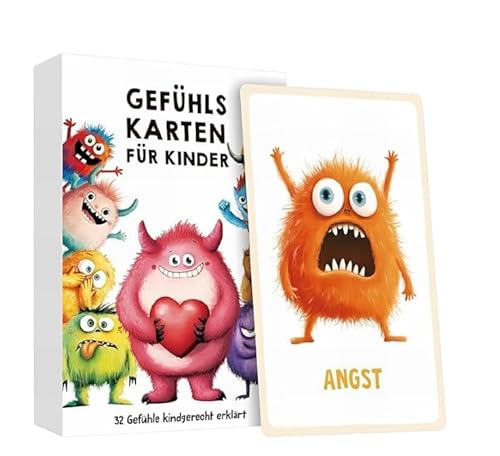 ePicsoa Gefühlskarten für Kinder, 32 Emotionsmonster mit Erklärungstexten Gefühlsmonster Karten-Set – Für Kindergarten & Grundschule zur Selbstregulation und für EIN gutes Gefühl von ePicsoa