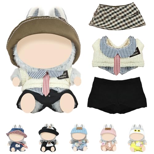 ePicsoa Kleidung für 17 cm La-bu-bu Puppe – Niedliches Mini DIY Outfit Set mit Anziehzubehör Puppenbekleidung Weiches Puppen-Kleidungsset Bekleidungszubehör (ohne Puppe-Braun) von ePicsoa