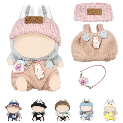 ePicsoa Kleidung für 17 cm La-bu-bu Puppe – Niedliches Mini DIY Outfit Set mit Anziehzubehör Puppenbekleidung Weiches Puppen-Kleidungsset Bekleidungszubehör (ohne Puppe-Rosa) von ePicsoa