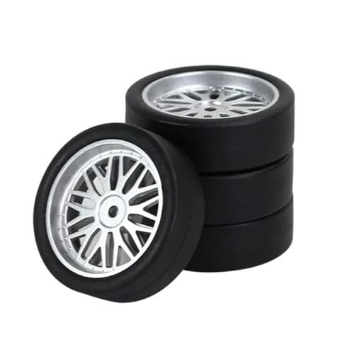 eRgDFS 4 Stück 33 mm Harte Driftreifen, kompatibel mit 1/18 RC-Autos, entworfen Kompatibel mit AE86 A86 LD1801 LD1802 LD1803 LD1804 A01 A02 Upgrade-Teile(LA0046 Silver(Hard)) von eRgDFS