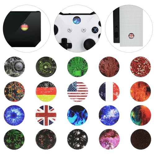 eXtremeRate 60 Pcs Home Button Power Switch Aufkleber Sticker Skin Cover für Xbox One/One S Konsole Kinect und Xbox One/One S/One X/Elite Controller(Polychrome) von eXtremeRate