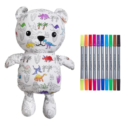 eatsleepdoodle Plüschtier zum Ausmalen für Kinder – Stofftier zum Selbermachen mit waschbaren Markern, wiederverwendbarer, farbiger Teddybär für Jungen und Mädchen, kreatives Geschenk für Kunst und von eatsleepdoodle