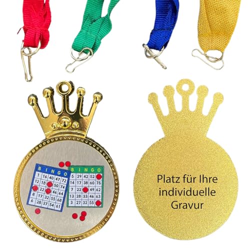 eberin · Medaille Bingo König & Friends – Ideal für Bingo-Turniere, Spieleabende, Vereinsfeiern, Bingoveranstaltungen · personalisierbar mit Wunschtext (Medaille Bingo König mit Gravur) von eberin