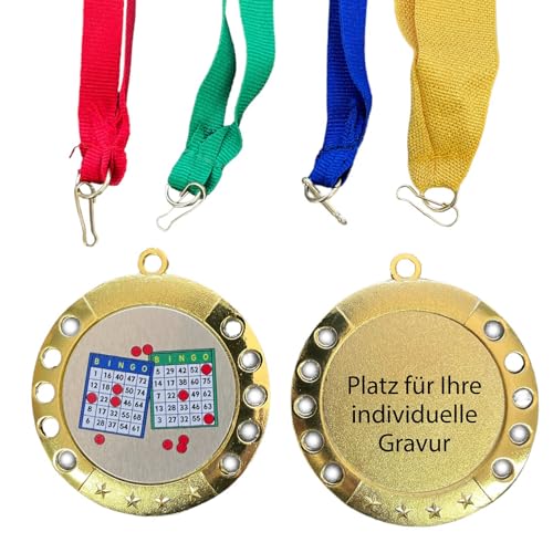 eberin · Medaille Bingo König & Friends – Ideal für Bingo-Turniere, Spieleabende, Vereinsfeiern, Bingoveranstaltungen · personalisierbar mit Wunschtext (Medaille Bingo mit Gravur) von eberin