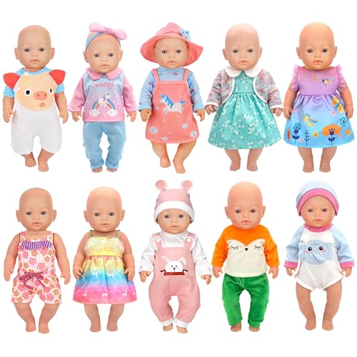 10 Sets Baby Puppe Kleidung Zubehör Spiel Set für 43cm / 17 Zoll Neugeborene Babypuppen (Keine Puppe) von ebuddy