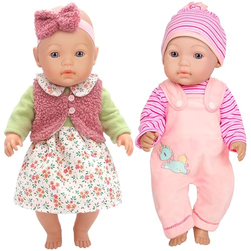 2 Sets Baby Puppe Kleidung Puppenkleidung für 43cm / 17 Zoll Neugeborene Babypuppen (Keine Puppe) von ebuddy