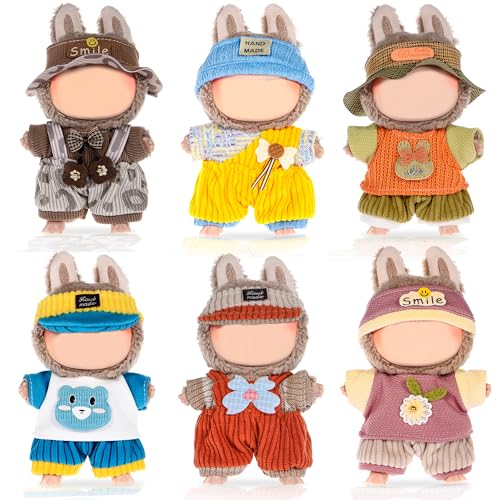 Insgesamt 6 Sätze Mode Stil 17cm Puppe Kleidung Kleid & Zubehör enthalten Hut, Tops, Hosen- süße Kleidung für Dress up einzigartigen Stil (Puppe Nicht enthalten) von ebuddy