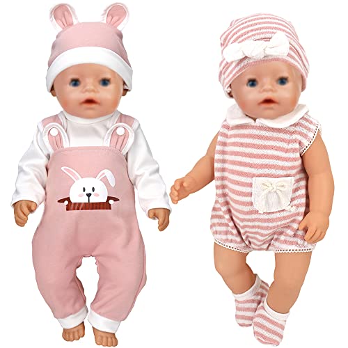 ebuddy 2 Sets Baby Puppe Kleidung und Zubehör für 43cm / 17 Zoll Neugeborene Babypuppen (Keine Puppe) von ebuddy