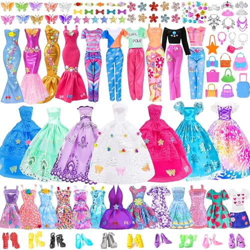DIY 86 Packung Puppe Kleidung Zubehör Spielset einschließlich Hochzeitskleider Casual Outfits Fit für 11.5 Zoll Mädchen Puppe (Keine Puppe) von ebuddy
