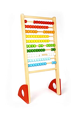 edu fun 20007 I Abakus für Kinder I Rechenrahmen groß I 9 Farben I Holz-Rechenrahmen I Rechenschieber I Kinder I Schule I Abacus I Schüler-Rechenschieber I 44.5 x 24 x 90cm von edu fun