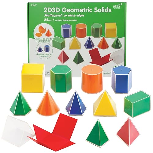 edxeducation 2D3D Geometrische Körper - 24er Set - 12 Formen, 12 Faltnetze und Anleitung - Mathe und Geometrie für Kinder, Mehrfarbig/Meereswellen (Ocean Tides) von edxeducation