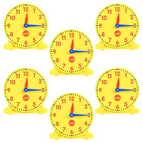 edxeducation Schüleruhren - 6er-Set - Uhren für Kinder zum Erlernen der Uhrzeit - Analoge Uhren mit beweglichen Zeigern zum Erlernen von Minuten und Stunden edxeducation Schüleruhren - 6er-Set - Uhren für Kinder zum Erlernen der Uhrzeit - Analoge Uhren mit beweglichen Zeigern zum Erlernen von Minuten und Stunden von edxeducation