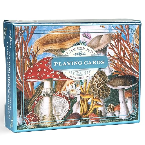 eeBoo Piece & Love: Pilz-Spielkarten – enthält 2 – 52 Kartendecks, traditionelle Decks mit schönen Kunstwerken und vergoldeten Kanten von eeBoo Piece & Love