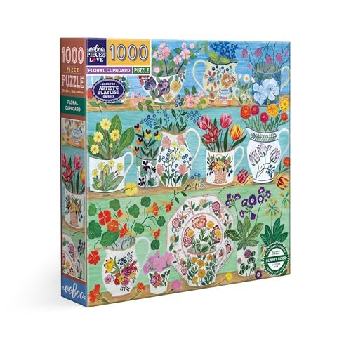 Eeboo Puzzle mit 1000 Teilen, Blumenregal – Puzzle mit 1000 Teilen – Maße 58,5 cm x 58,5 cm von eeBoo