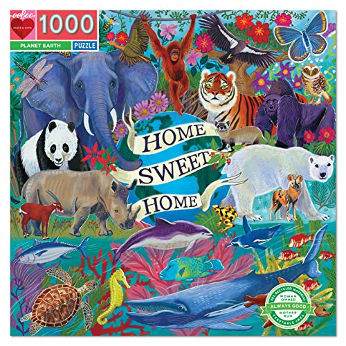 Eeboo - Puzzle 1000 Teile Planet Erde - 1000 Teile Karton Puzzle für Erwachsene - Maße 58,5 x 58,5 cm von eeBoo