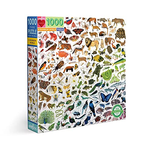eeBoo Piece and Love „A Rainbow World“ Puzzle, 1000-teiliges quadratisches Puzzlespiel für Erwachsene von eeBoo