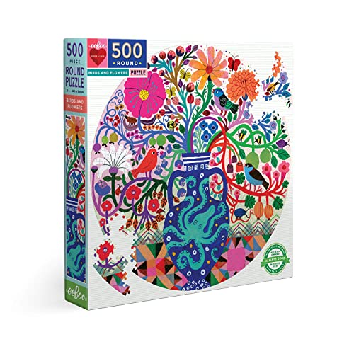 eeBoo Birds and Flowers recyceltem Karton-Puzzle für Erwachsene 500 Bunte Teile-PZFBDF von eeBoo