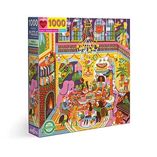 eeBoo Crocodile, 1000 Teile, Familly Diner Night-Puzzle für Erwachsene aus recyceltem Karton-PZTFAM von eeBoo