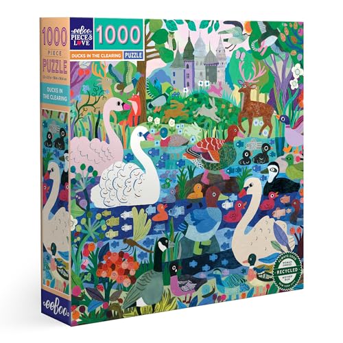eeBoo Duck In The Clearing recyceltem Karton – Puzzle 1000 Teile bunt mit Tieren – PZTDIC von eeBoo