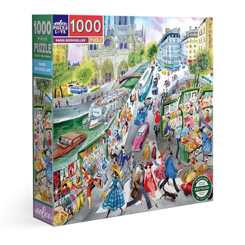 eeBoo Puzzle für Erwachsene, 1000 Teile aus Recycling-Karton, Puzzle über die Bouquinisten von Paris-PZTPBS von eeBoo