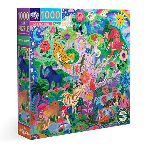 eeBoo Life In A Tree Erwachsene, 1000 Teile aus recyceltem Karton – Puzzle auf den Kreaturen der Natur – PZTLFT von eeBoo