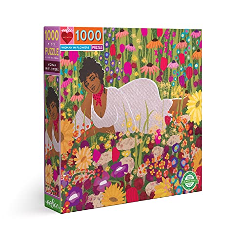 eeBoo Mikai 1000 Teile Woman in Blumen-Puzzle Erwachsene aus recyceltem Karton-PZTWFL von eeBoo