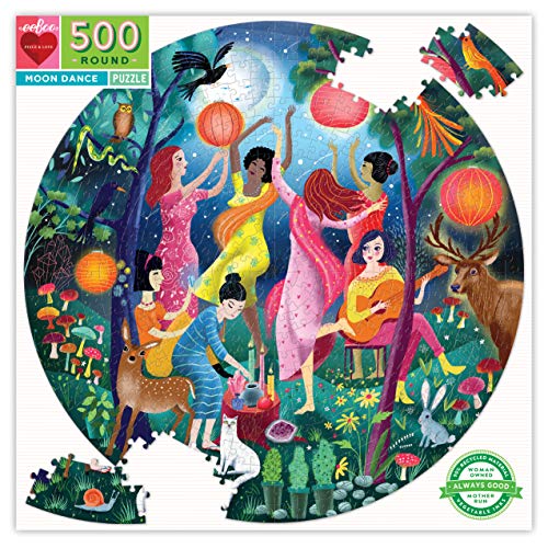 eeBoo PZFMND Moon Dance 500-teiliges Rundes Puzzle aus recyceltem Karton für Erwachsene, 58,5 cm Durchmesser, Mehrfarbig von eeBoo