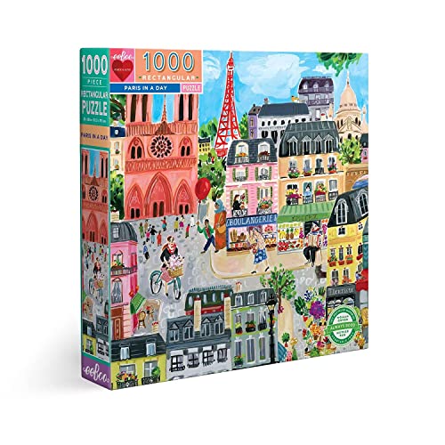 eeBoo PZTPD2 a Day rechteckig für Erwachsene. Entdecken Sie Paris 1000 Teilen – Puzzle Maße: 61 x 46 cm, Schwarz von eeBoo