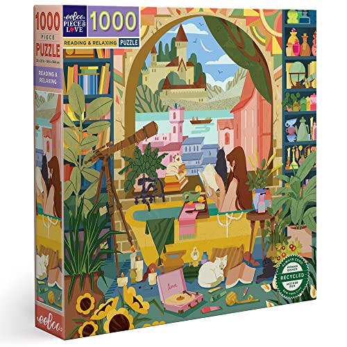eeBoo PZTRRD Garden Puzzle für Erwachsene, 1000 Teile – Lesen und Entspannen von eeBoo