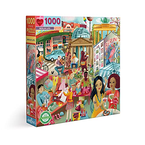 eeBoo Life Puzzle 1000 Teile aus recyceltem Karton für Erwachsene, durchsuchen Sie die Stadt Berlin, PZTBRL, Mehrfarbig von eeBoo