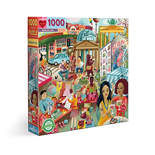 eeBoo PZTBRL Life Puzzle mit 1000 Teilen aus recyceltem Karton für Erwachsene, durch die Stadt Berlin, Mehrfarbig von eeBoo
