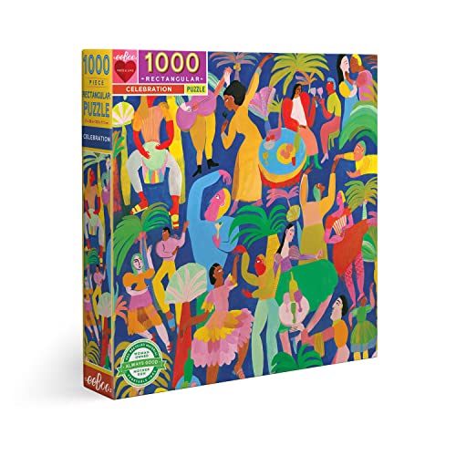 eeBoo: Piece and Love Celebration 1000 Teile Rechteckiges Erwachsenen-Puzzle Puzzle für Erwachsene und Familien, enthält glänzende, stabile Teile und minimalen Puzzlestaub von eeBoo