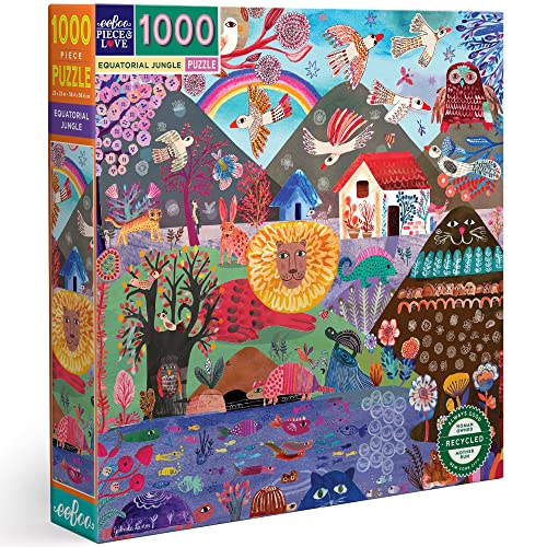 eeBoo Piece and Love Equatorial Jungle Puzzle für Erwachsene, quadratisch, 1000 Teile, für Kinder ab 14 Jahren (PZTEJU) von eeBoo