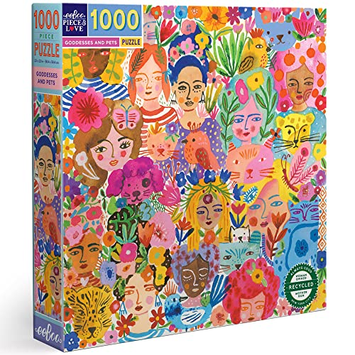 eeBoo Piece and Love Goddesses & Pets Puzzle, 1000 Teile, quadratisch, für Erwachsene, ab 14 Jahren (PZTGPE) von eeBoo
