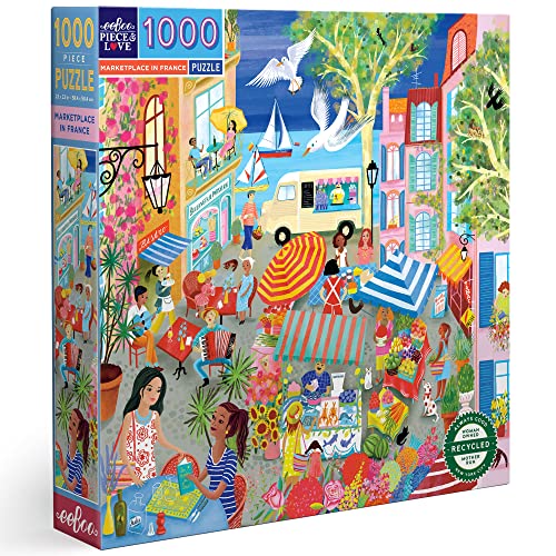 eeBoo, 1000 Teile – Marktplatz in Frankreich recyceltem Karton – hochwertiges Puzzle für Erwachsene – PZTMFR von eeBoo